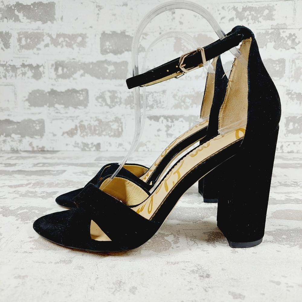 NEW Sam Edelman Yancy Black Heeled Ankle Strap Sandals M427